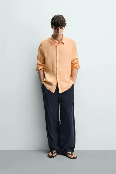 Рубашка из 100% льна- Заказать в России