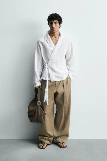 Рубашка из 100% льна с бантом