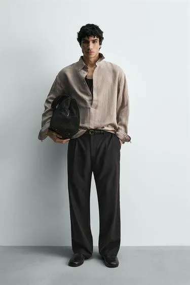 Рубашка-поло из 100% льна- Заказать в России