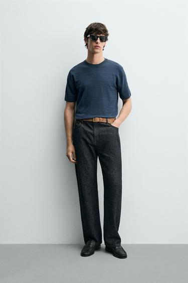 Zara Футболка в полоску из хлопка и льна