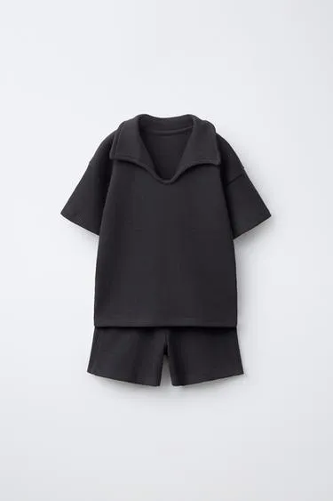 Комплект джоггинг: поло и бермуды Waffle