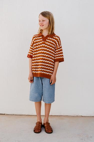 Zara Вязаное поло крючком купить с доставкой.