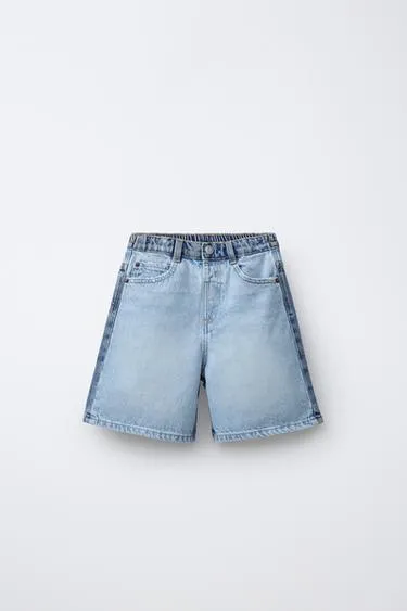 Джинсовые шорты колор-блок- Заказать в России