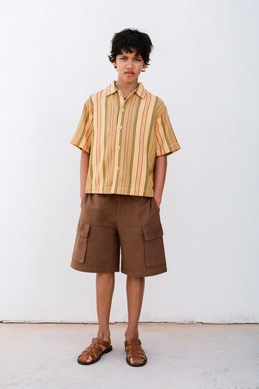 Zara Рубашка рустик в полоску купить с доставкой.