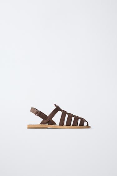 Zara Кожаные сандалии купить с доставкой.