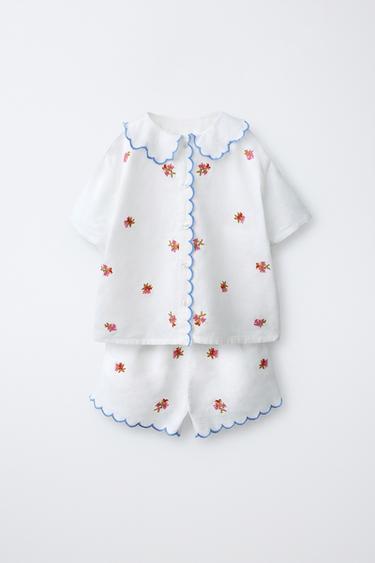 4-10 лет/пижама с вышивкой из хлопка и льна- Заказать в России