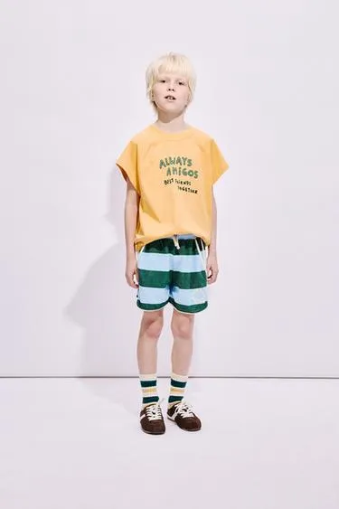 Шорты из махровой ткани в полоску- Заказать в России