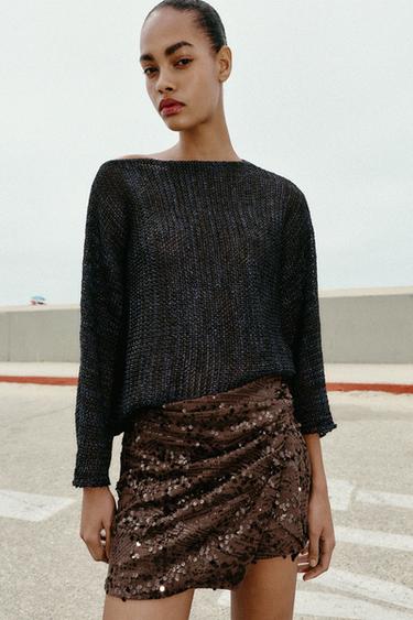 Zara Юбка-шорты мини с пайетками и узлом