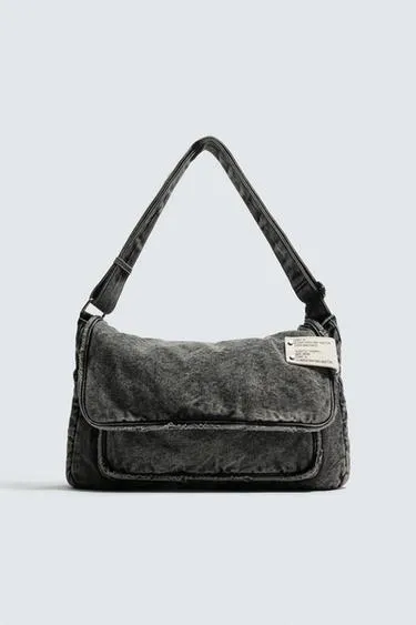 Денимовая сумка через плечо с эффектом потертости- Заказать в России