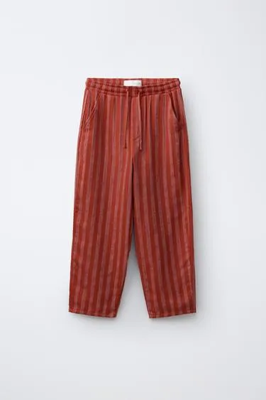 Брюки из смесового льна в полоску- Заказать в России