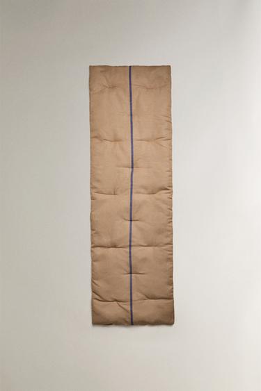 Zara Утепленное пальто из льна и хлопка в полоску