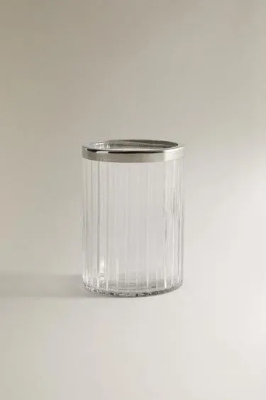 Держатель для зубных щеток из стекла с металлическим кольцом