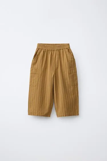 Брюки карго в полоску из хлопка и льна