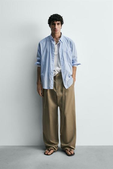 Zara Рубашка в полоску с карманом