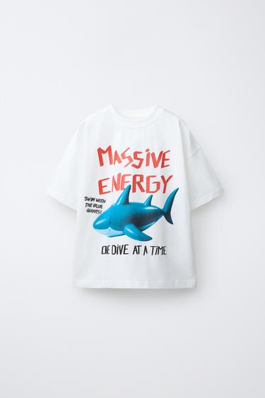 Zara Футболка с принтом «акула»