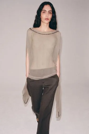 Длинная накидка из 100% вискозы с блестками- Заказать в России