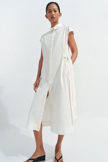 Zara Платье-рубашка с завязками — ZW COLLECTION