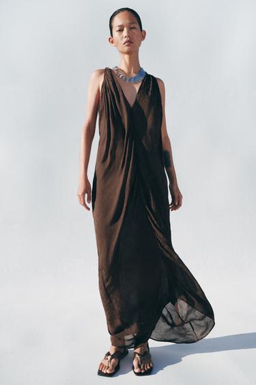 Zara Жаккардовое платье миди — ZW COLLECTION