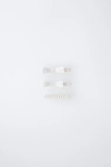 Набор из трех заколок для волос из перламутра с бантами и бусинами- Заказать в России