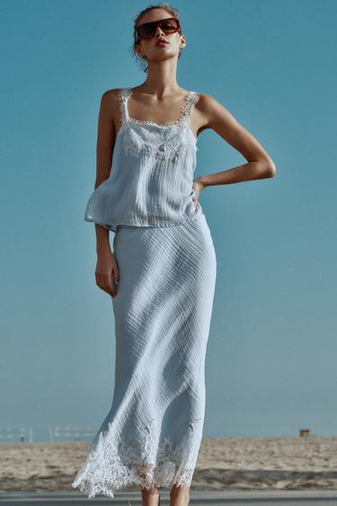 Zara Кружевной топ в бельевом стиле