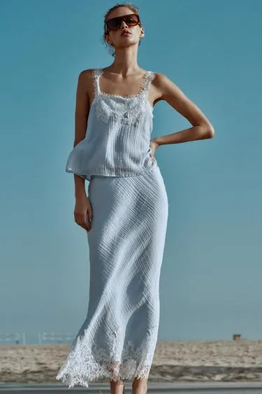 Кружевной топ в бельевом стиле- Заказать в России