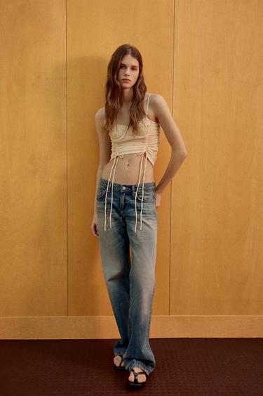 Zara Корсетный топ с комбинированным кружевом