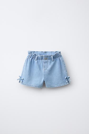 Zara Джинсовые шорты с бантиками