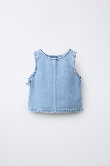 Zara Джинсовый топ с бантами