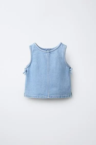 Джинсовый топ с бантами- Заказать в России