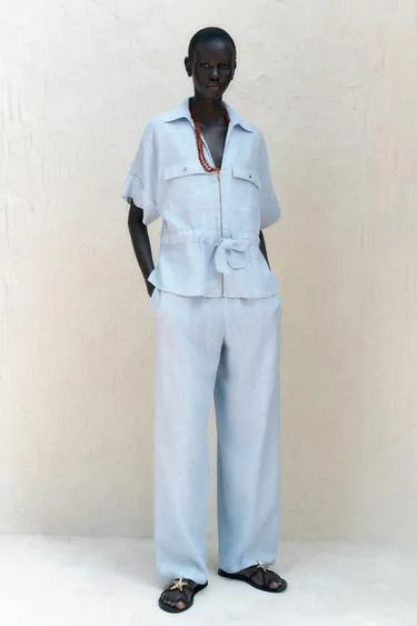 Рубашка сафари из смесового льна- Заказать в России