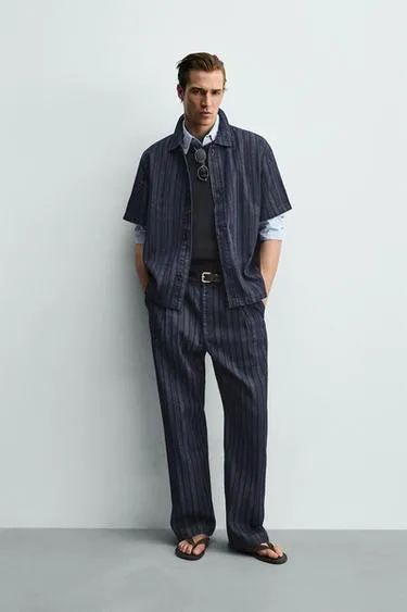 Жаккардовая рубашка в полоску свободного кроя- Заказать в России