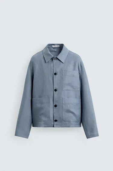 Куртка-рубашка из 100% льна с карманами