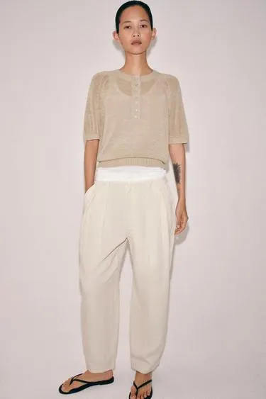 Свитер с короткими рукавами и пуговицами- Заказать в России