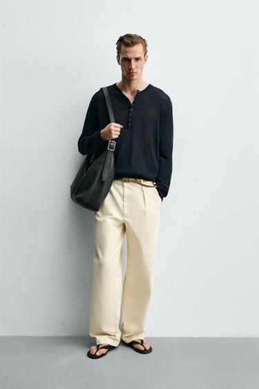 Свитер с воротником на пуговицах из рельефной ткани- Заказать в России