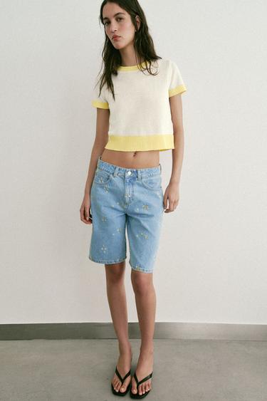 Zara Трикотажный топ с короткими рукавами