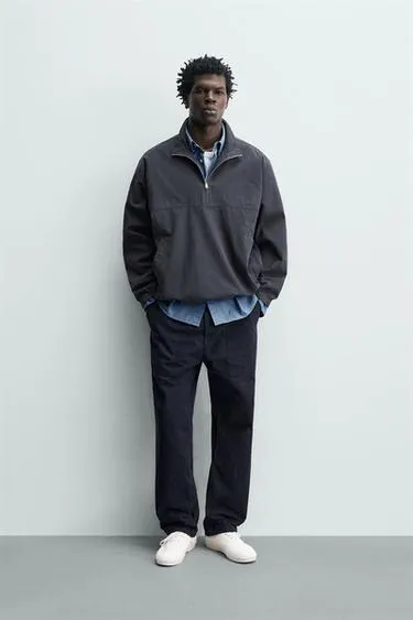 Куртка-рубашка из хлопка и лиоцелла с воротником на молнии- Заказать в России