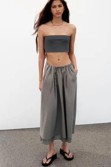 Юбка-миди с комбинированными слоями- Заказать в России