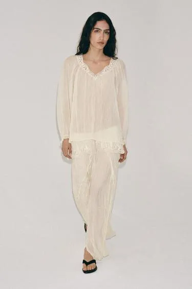 Юбка-миди с поясом с вышивкой из коллекции zw- Заказать в России