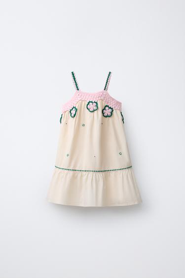 Zara Платье с вышивкой и цветочным принтом