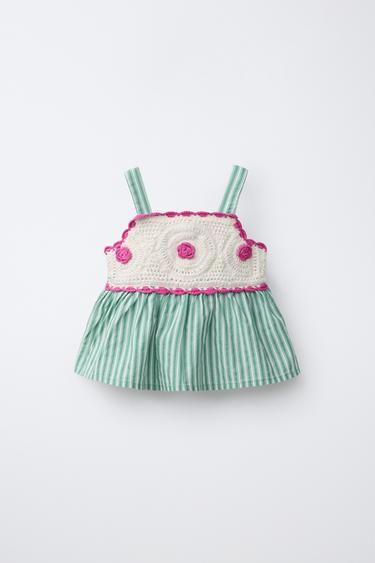 Zara Топ из кружева кроше с комбинированными деталями купить с доставкой.