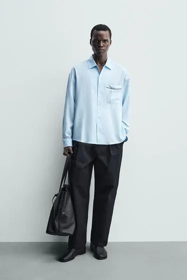 Рубашка в полоску с контрастной отделкой- Заказать в России