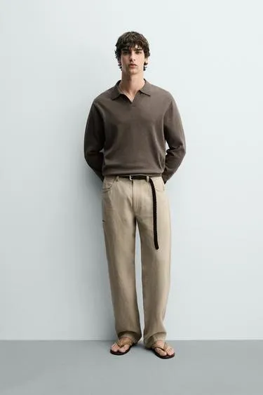 Поло из хлопка и льна