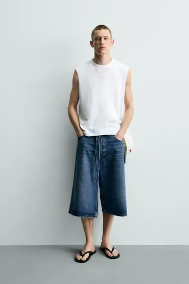 Хлопковый трикотажный топ без рукавов