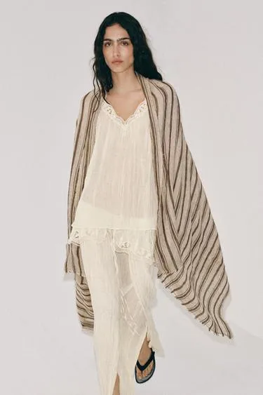 Шарф из 100% льна в полоску- Заказать в России