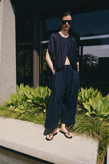 Zara Брюки в полоску из смесового льна — коллекция ZARA «ZW»