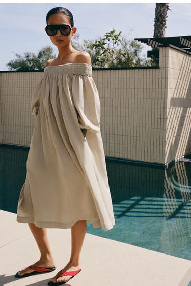 Zara Платье миди из льна — коллекция ZARA «ZW»