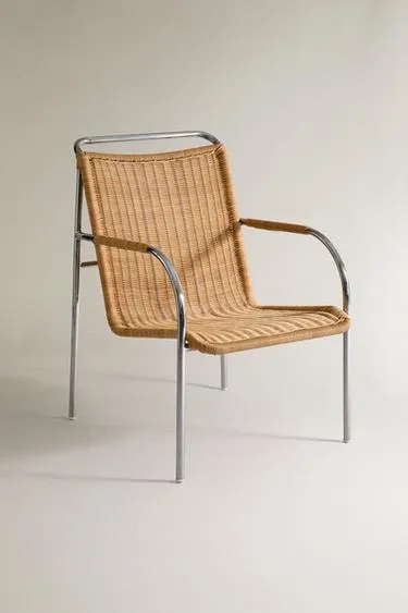 Кресло с элементами ротанга и стали- Заказать в России