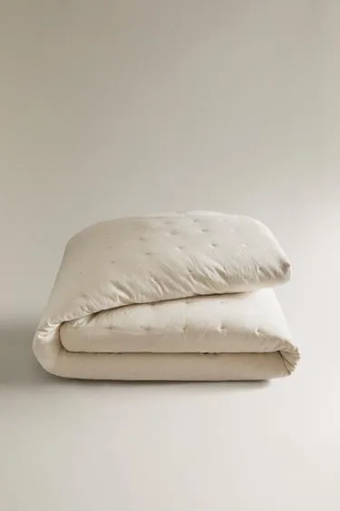 Одеяло из льна и хлопка с квилтованным узором