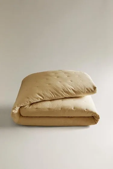 Покрывало из льна и хлопка с лоскутным стежком