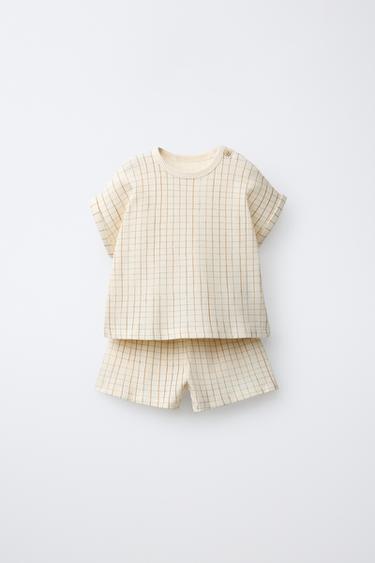 Zara Комплект из футболки и шортов в клетку